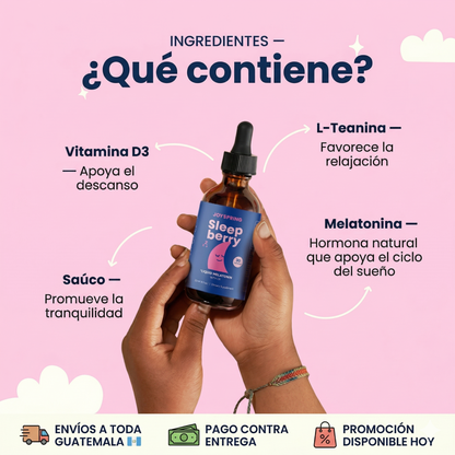 GOTAS SLEEPBERRY PARA NIÑOS 🌙 — Apoya la rutina de descanso nocturno de forma natural, sin azúcar y sin alcohol