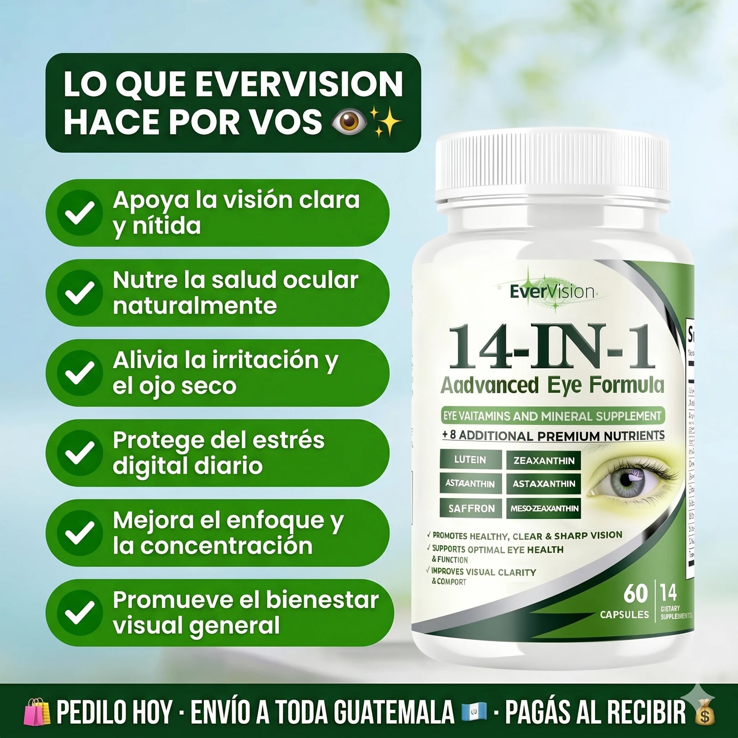 SUPLEMENTO VISUAL EVERVISION 14 EN 1 👁️ — Nutrición avanzada para el cuidado diario de tus ojos