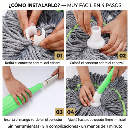 TRAPEADOR AUTOEXPRIMIBLE MANOS LIBRES 🧹 — Limpieza profunda en una sola pasada, sin mojar tus manos