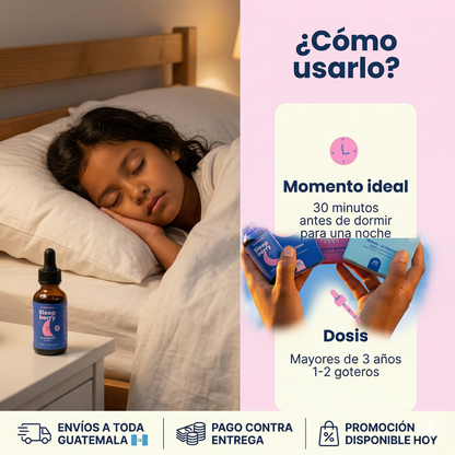GOTAS SLEEPBERRY PARA NIÑOS 🌙 — Apoya la rutina de descanso nocturno de forma natural, sin azúcar y sin alcohol