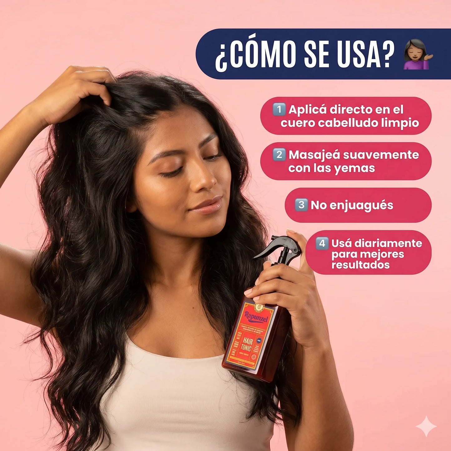 TÓNICO CAPILAR RAPUNZEL 💆 — Para un cabello que se ve más lleno, fuerte y con vida desde la raíz