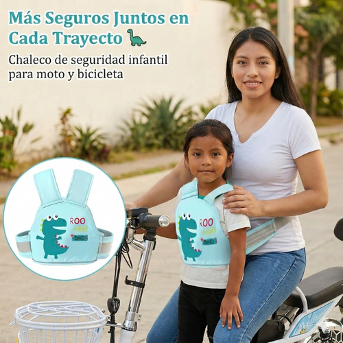 CHALECO DE MOTO INFANTIL UNISEX 🏍️ — Protege a tu hijo en cada viaje con diseño unitalla y agarre seguro