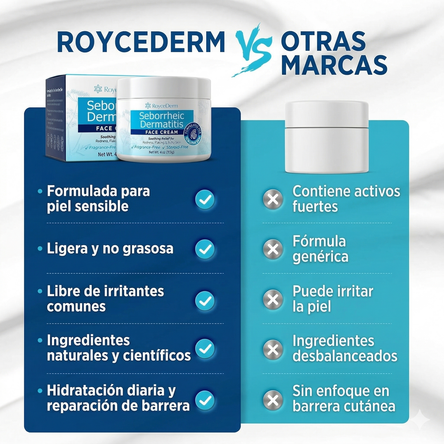 CREMA CALMANTE AVANZADA ROYCEDERM 🌿 — Alivia el enrojecimiento, la picazón y las escamas con extracto herbal suave