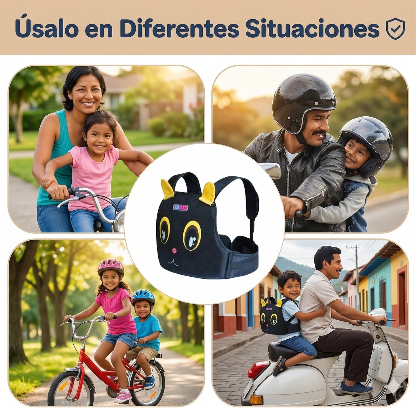 CHALECO DE MOTO INFANTIL UNISEX 🏍️ — Protege a tu hijo en cada viaje con diseño unitalla y agarre seguro